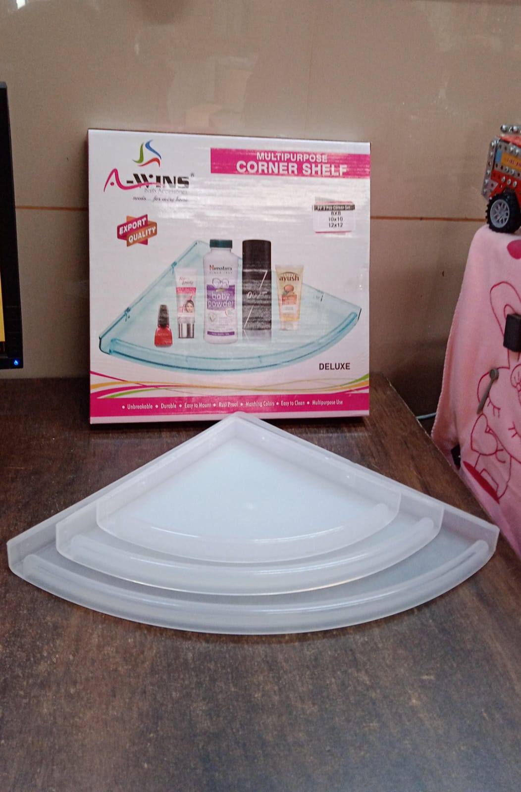 Bathroom Plastic Corner Shelf Rack Set for Wall Number of Shelves (3 Pcs Set) Bathroom Plastic Corner Shelf Rack Set for Wall Number of Shelves (3 Pcs Set)